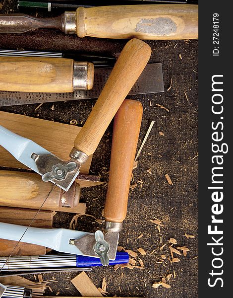 Close up of tools-woodcraft background