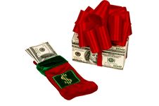 Two Ways To Give Money As A Christmas Present Royalty Free Stock Image Two Ways To Give Money As A Christmas Present Royalty Free Stock Image