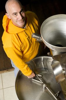 Confindant Man Works Maintenance Coffee Roaster Stock Images Confindant Man Works Maintenance Coffee Roaster Stock Images