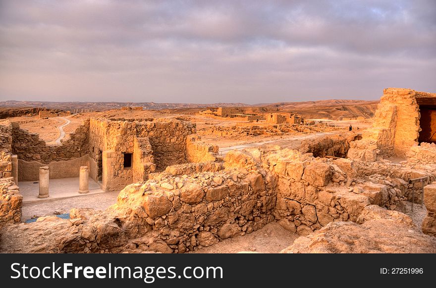 Sunrise on Masada fortress israel