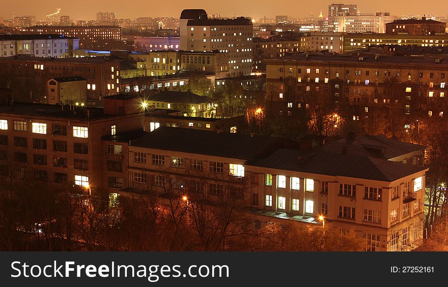 Night landscape of the city of Moscow. Night landscape of the city of Moscow.