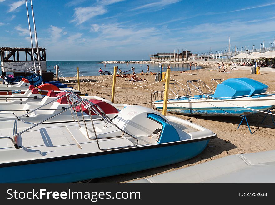 A beach in Adriatic sea, Rimini, Italy. A beach in Adriatic sea, Rimini, Italy