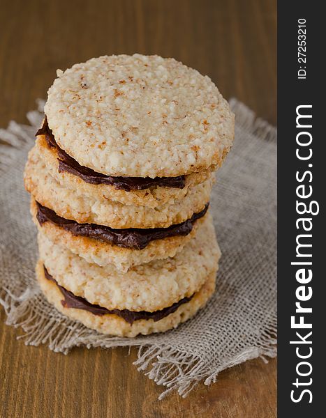 Walnut cookies on a wooden table