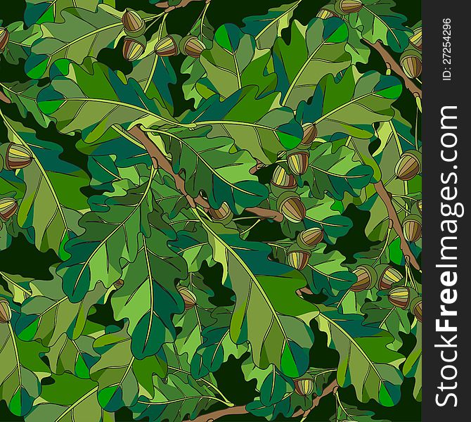 Seamless. The leaves and branches. Vector illustration.