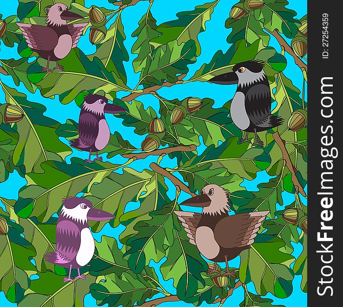 Little birds sing songs. Vector illustration. Seamless texture. Little birds sing songs. Vector illustration. Seamless texture.