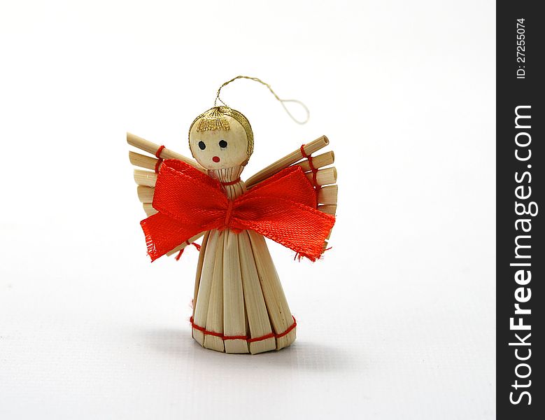 Christmas decoration - wooden angel alone. Christmas decoration - wooden angel alone