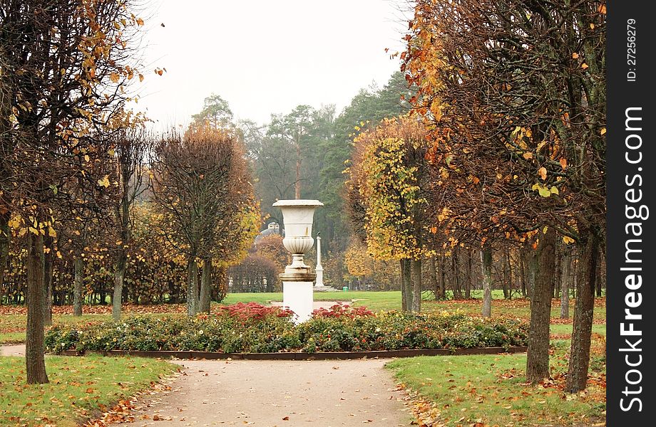 Decorative vase in park