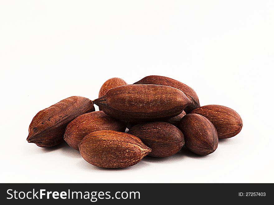 Pecan nuts, isolated on white background