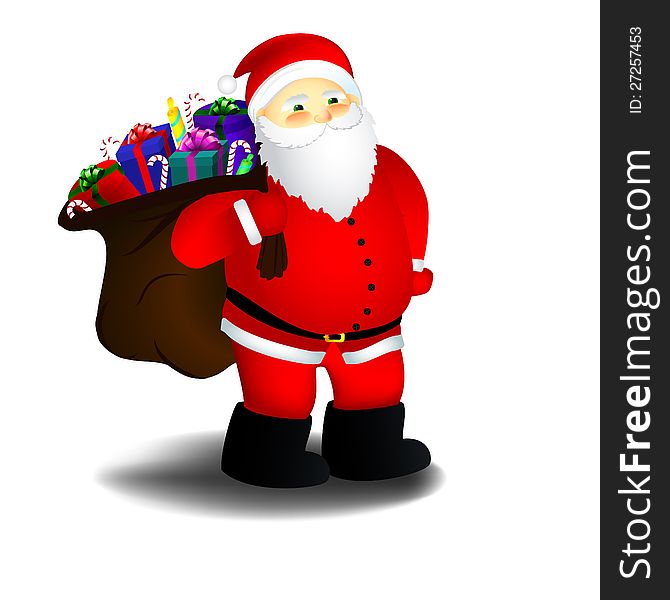 Santa claus with bag full of presents. Santa claus with bag full of presents