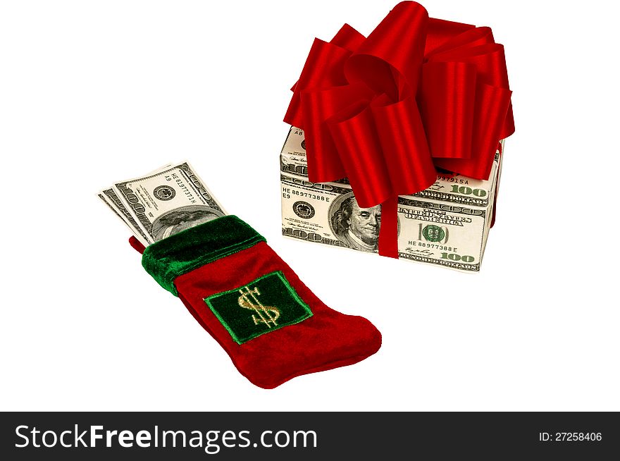 Two ways to give money as a Christmas present. Stuff a stocking or make the Christmas present out of money.