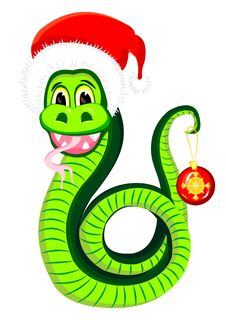 Snake In The Hat Of Santa Claus Royalty Free Stock Photos
