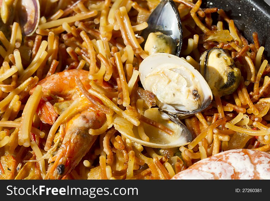 Typical Mediterranean food based fried noodles. Typical Mediterranean food based fried noodles