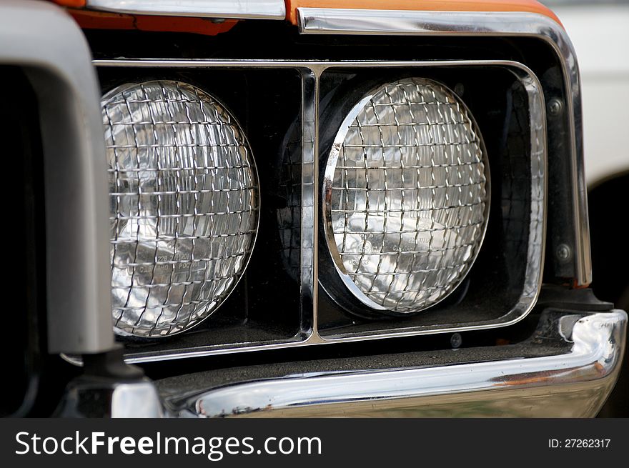 Double Headlights with Silver Safety Net close up
