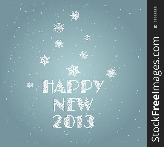 Minimal Happy New Year background/Minimal Happy New Year Card with snowflakes and Happy New Year text