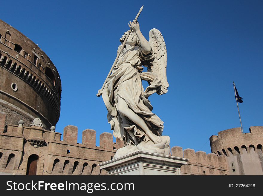 The Mausoleum of Hadrian, usually known as the Castel SantAngelo (English: Castle of the Holy Angel), is a towering cylindrical building in Parco Adriano, Rome, Italy. It was initially commissioned by the Roman Emperor Hadrian as a mausoleum for himself and his family. The building was later used by the popes as a fortress and castle, and is now a museum. The popes converted the structure into a castle, beginning in the 14th century; Pope Nicholas III connected the castle to St. Peters Basilica by a covered fortified corridor called the Passetto di Borgo. The fortress was the refuge of Pope Clement VII from the siege of Charles Vs Landsknechte during the Sack of Rome (1527), in which Benvenuto Cellini describes strolling the ramparts and shooting enemy soldiers. The Mausoleum of Hadrian, usually known as the Castel SantAngelo (English: Castle of the Holy Angel), is a towering cylindrical building in Parco Adriano, Rome, Italy. It was initially commissioned by the Roman Emperor Hadrian as a mausoleum for himself and his family. The building was later used by the popes as a fortress and castle, and is now a museum. The popes converted the structure into a castle, beginning in the 14th century; Pope Nicholas III connected the castle to St. Peters Basilica by a covered fortified corridor called the Passetto di Borgo. The fortress was the refuge of Pope Clement VII from the siege of Charles Vs Landsknechte during the Sack of Rome (1527), in which Benvenuto Cellini describes strolling the ramparts and shooting enemy soldiers.