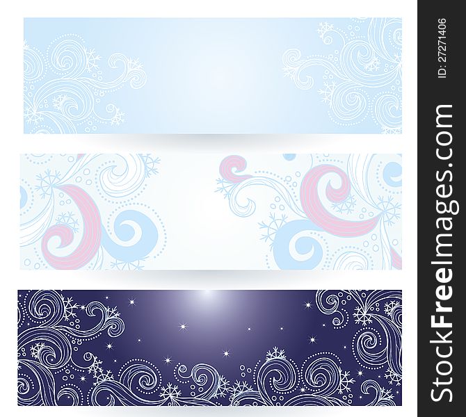 Vector winter banner collection with snow. Vector winter banner collection with snow