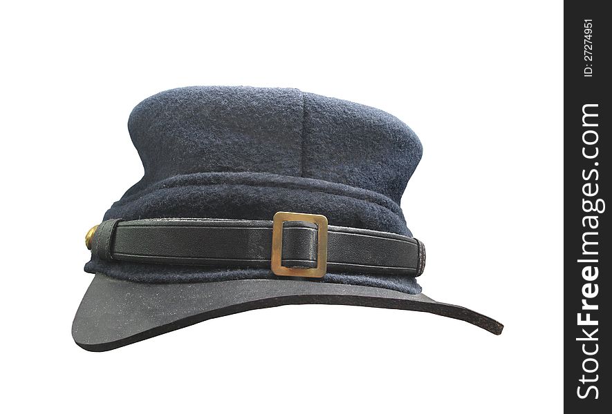 Vintage cap worn by American infantry soldiers during the 1800s.  Isolated on white. Vintage cap worn by American infantry soldiers during the 1800s.  Isolated on white.