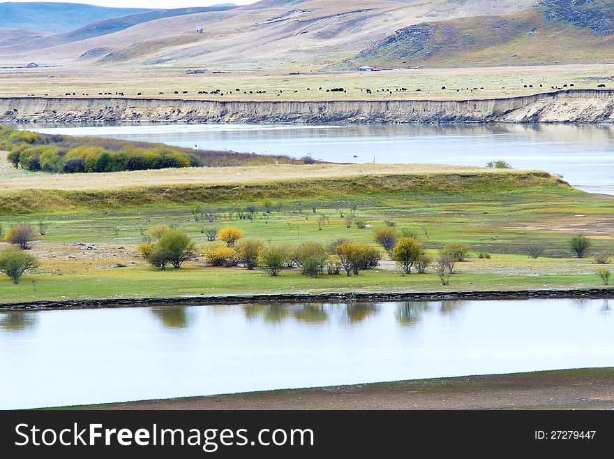 The Yellow River winding through grassland in Ruoergai, Sichuan, China