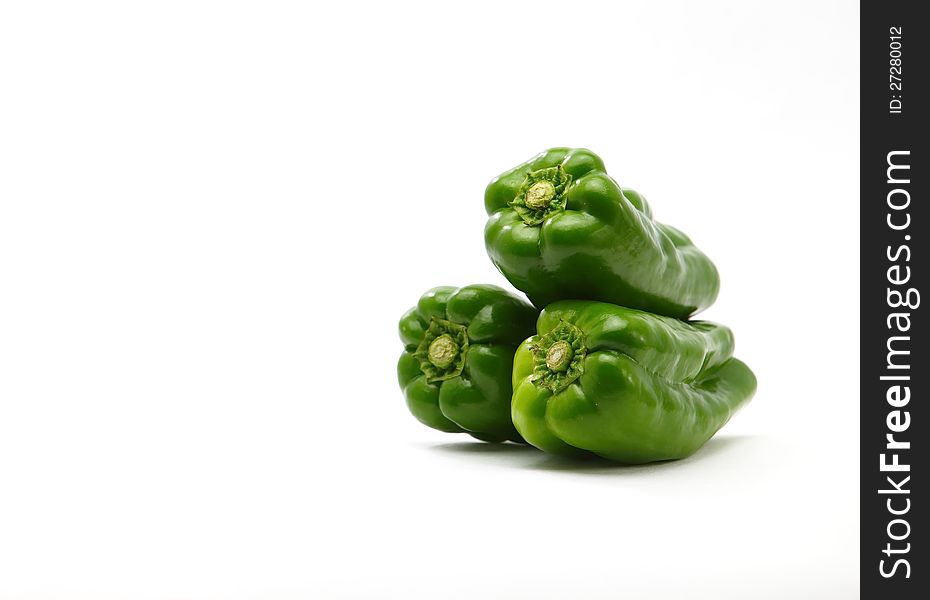 Green ball pepper  on white background
