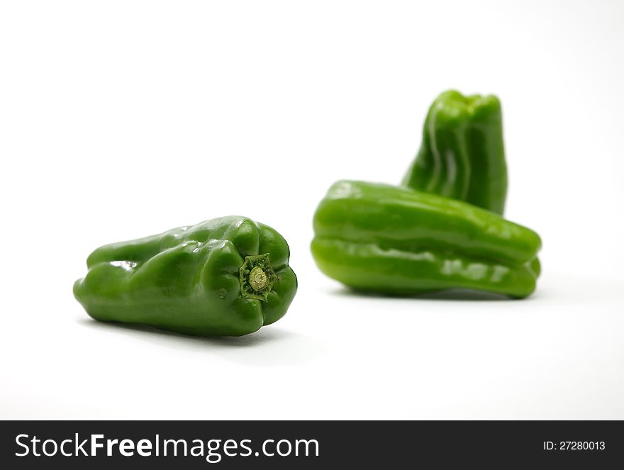 Green ball pepper  on white background