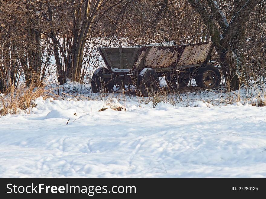 Old Cart In Snow