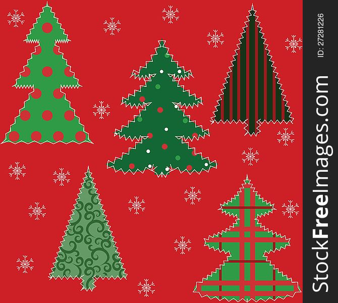 Christmas tree patchwork fabric seamless background