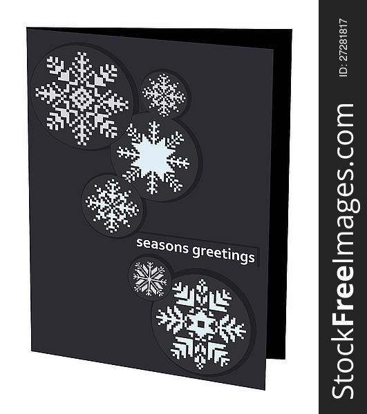 Black Christmas Card With Snowflakes