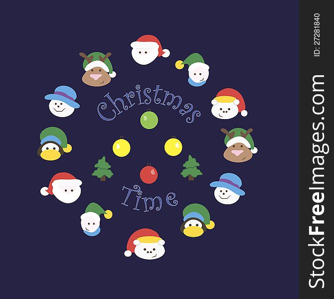 Cute vector Christmas characters for your design. Cute vector Christmas characters for your design