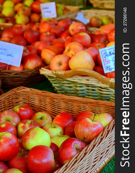 Shiny Apples At A Market Stall