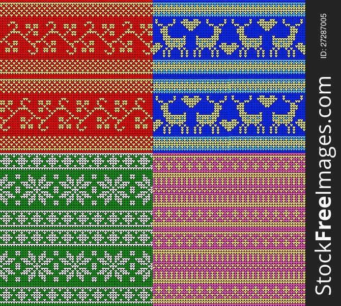 Set of a color structure in knitted style by new year and Christmas. Set of a color structure in knitted style by new year and Christmas