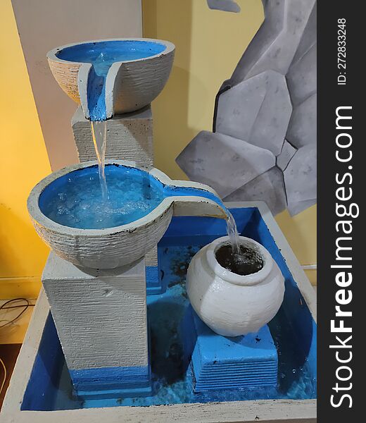 Mini Artificial Water Fountain with Blue Color