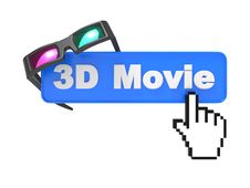 Web Button With Cursor And Anaglyph Glasses. Royalty Free Stock Photo