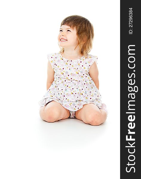 Beautiful little girl laughing isolated