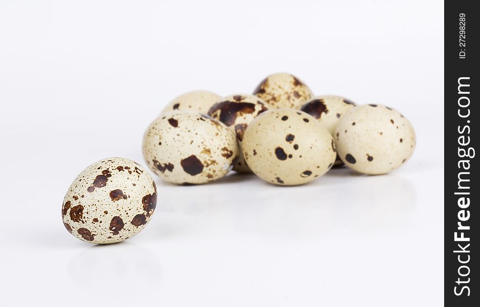 Quail eggs  on white  background