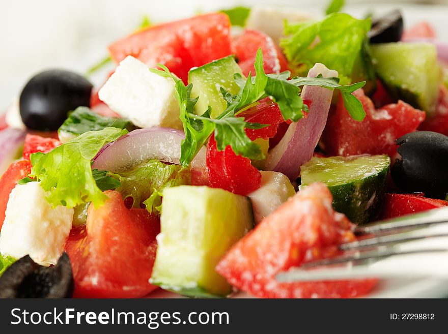 Fresh Greek Salad. Close up view