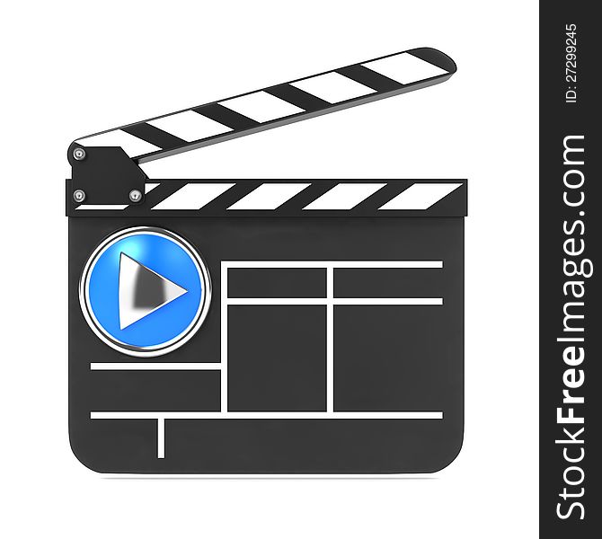 Clapboard with Blue Screen. Media Player Concept.