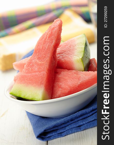 Sliced Watermelon on a white plate