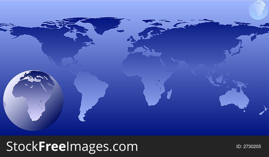Vector Graphic of the World in blue and white. Vector Graphic of the World in blue and white