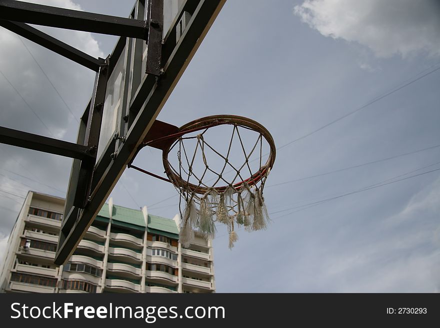 Basketball ring with prospect in the sky. Basketball ring with prospect in the sky