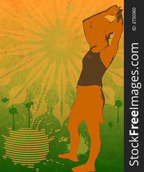 Girls silhouette on an abstract background - digital illustration. Girls silhouette on an abstract background - digital illustration