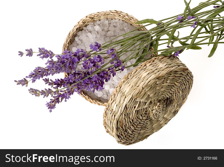 Lavender bath items isolated on the white background