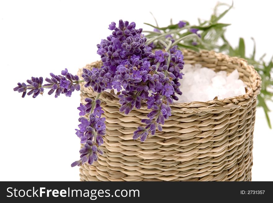 Lavender bath items isolated on the white background