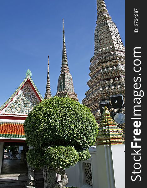 Chedis in the grounds of the Grand Palace in Bangkok. Chedis in the grounds of the Grand Palace in Bangkok