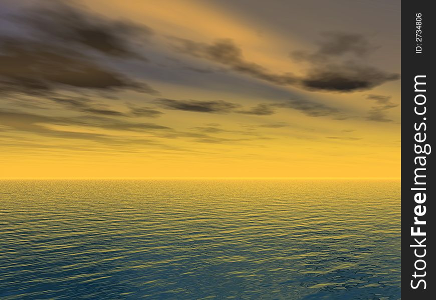 Beautiful sea and sky at sunset - digital artwork. Beautiful sea and sky at sunset - digital artwork