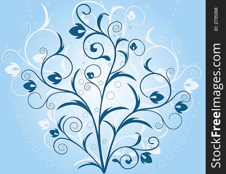 Floral background in blue - vector. Floral background in blue - vector