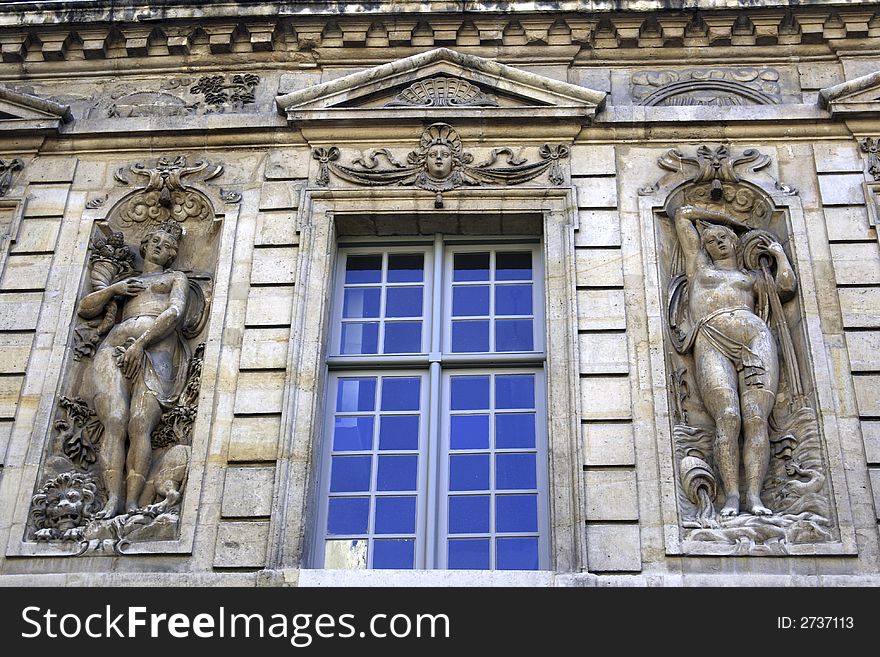 Paris aristocratic residences with statues. Paris aristocratic residences with statues