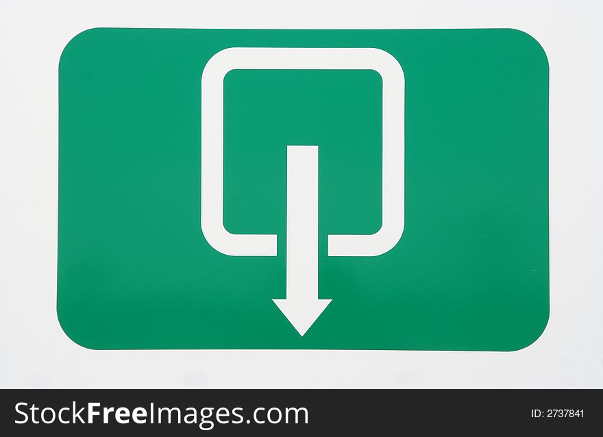 Exit sign, white arrow on green
