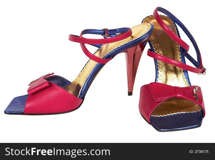 Color leather female shoes on a high heel. Color leather female shoes on a high heel