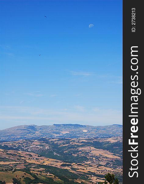 View on far away hills in center Italy