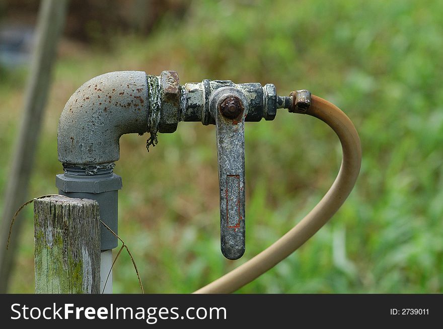 Rusty tap in the garden